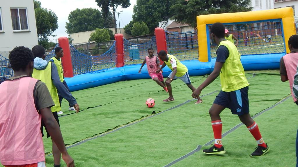 Playing soccer 3