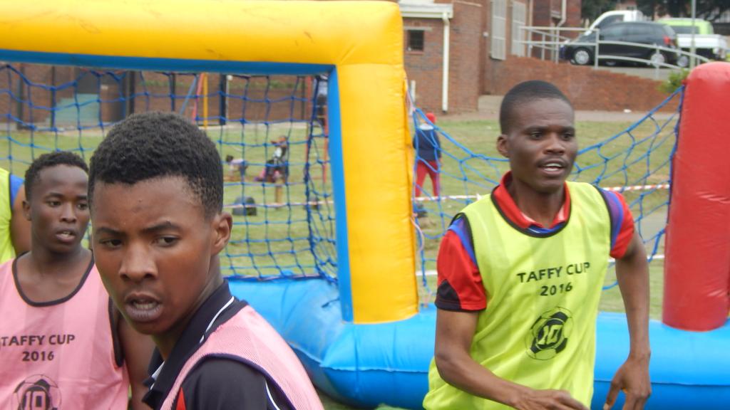 Playing soccer 5