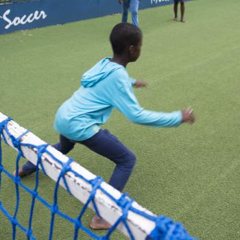 Jeppe resident playing soccer